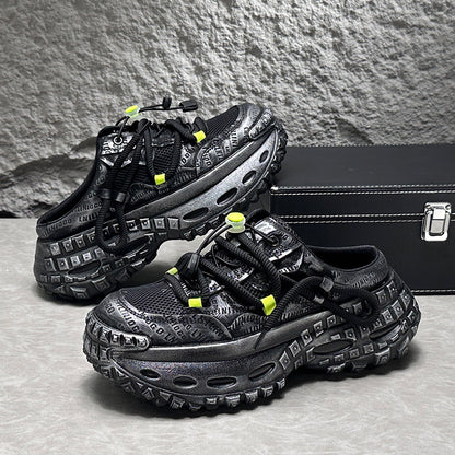 Embroidery Rope Lace Chunky Sole Slip-On Shoes WN24676