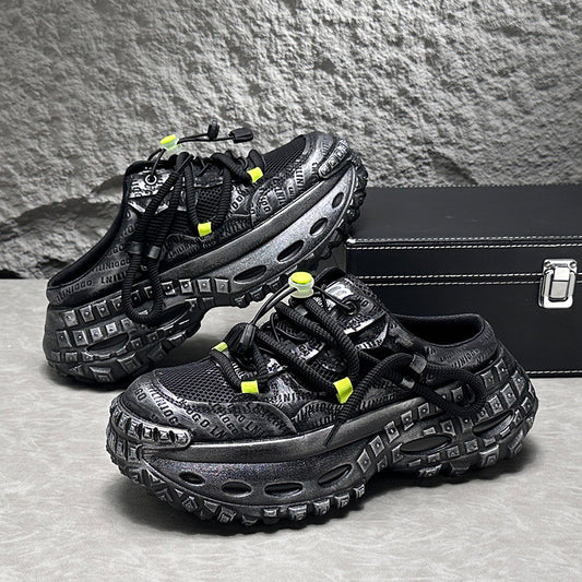 Embroidery Rope Lace Chunky Sole Slip-On Shoes WN24676