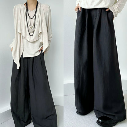 Pleats Relaxed Fit Flowy Wide Leg Pants WN19649