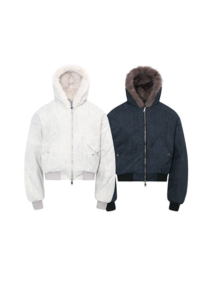 Hooded Zipper Plush Fake Fur Padded Jacket WN22214