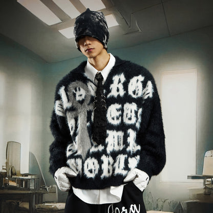 Symbol Contrast Oversize Knit Sweater WN22745