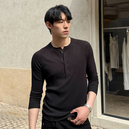 Rib Button Long Sleeve T-Shirt WN24952