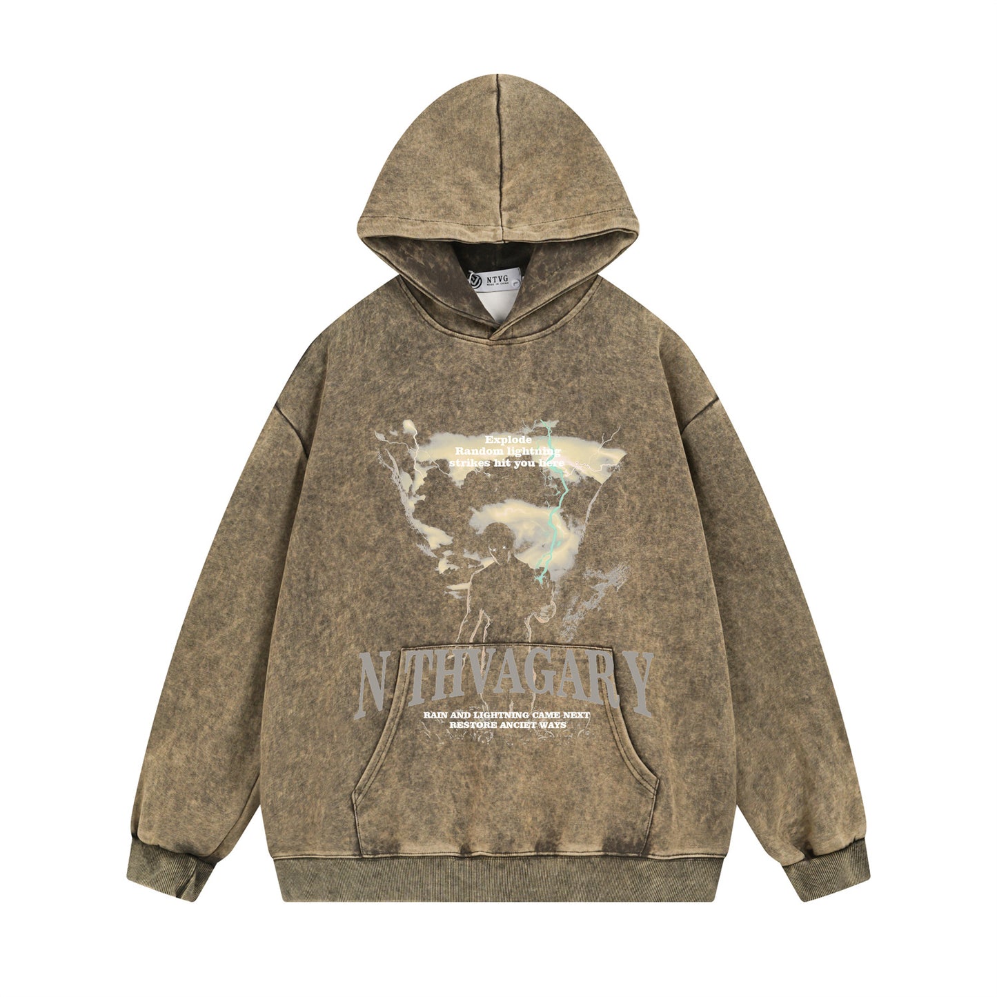 Washed Creative Print Oversize Hoodie WN11540