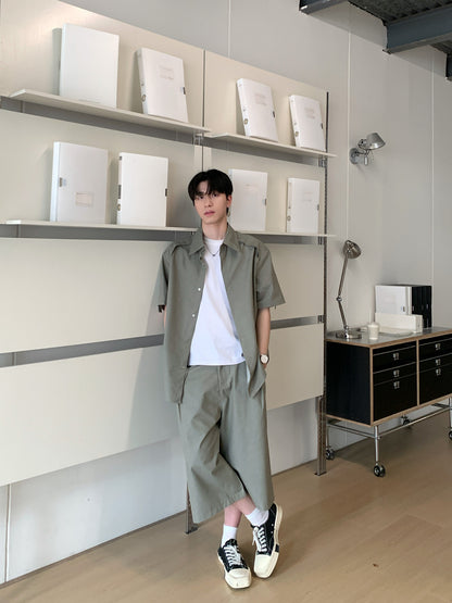 Plain Short Sleeve Shirt & Half Pants Setup WN24968