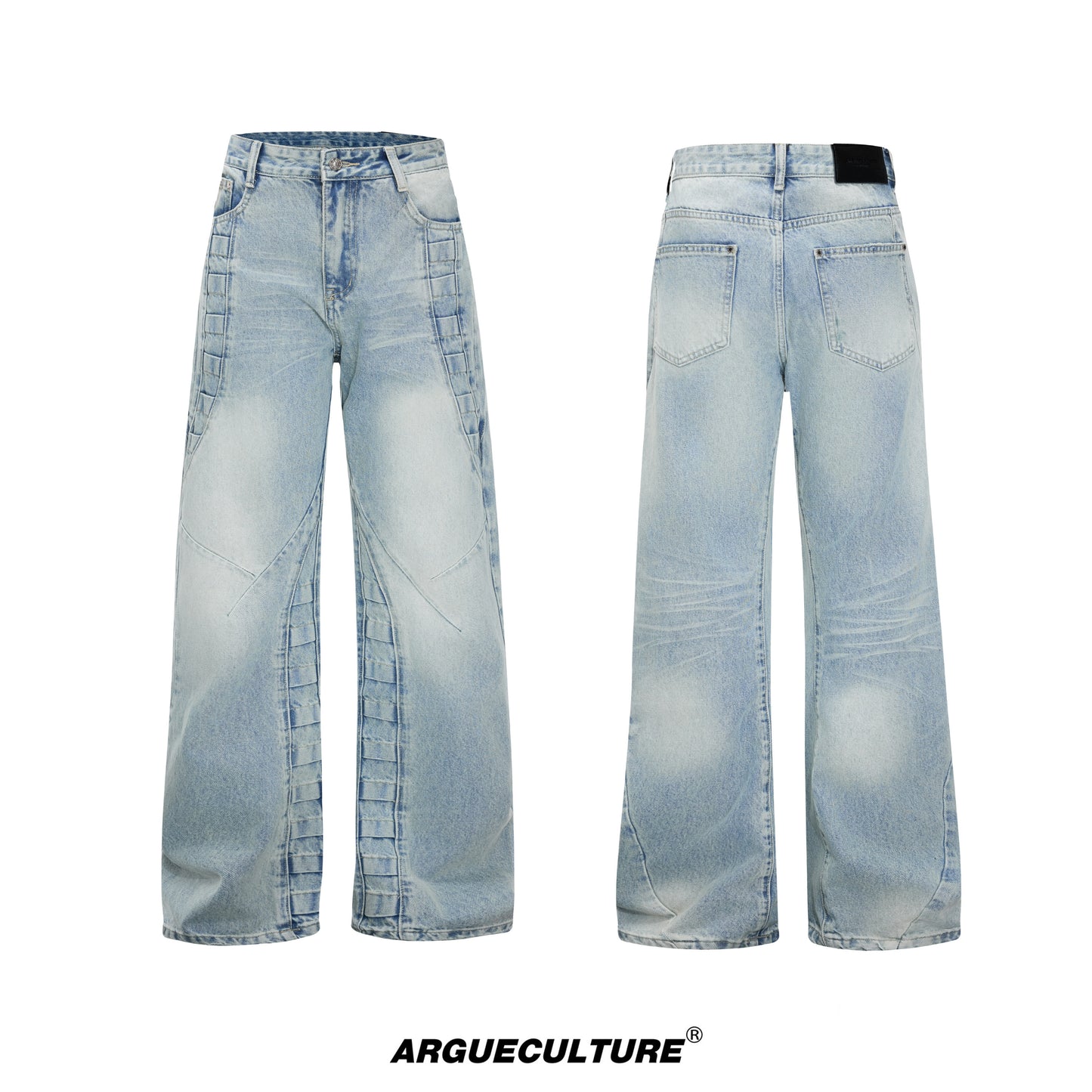 Gradient Wash Whisker High-Waist Wide Leg Denim Jeans WN27005