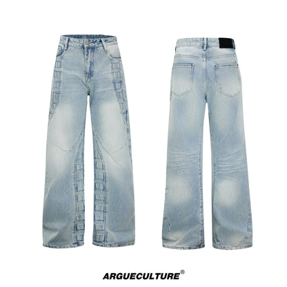 Gradient Wash Whisker High-Waist Wide Leg Denim Jeans WN27005