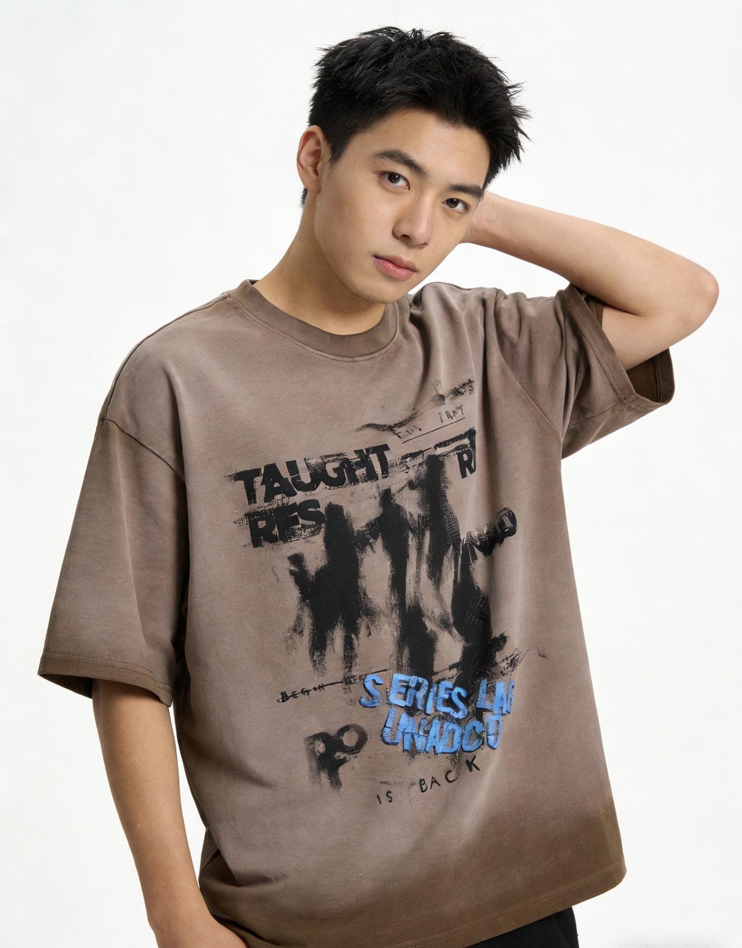 Dark Graffiti Print Short Sleeve T-Shirt WN25467
