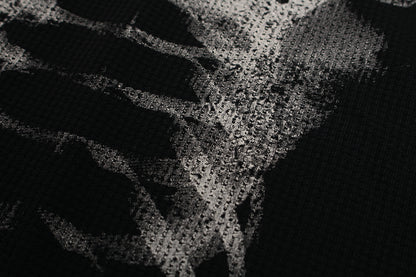 Skeleton Print Waffle Long Sleeve T-Shirt WN25476