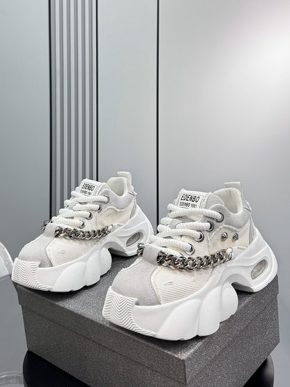 Denim Chain Studs Chunky Sole Sneakers WN24582