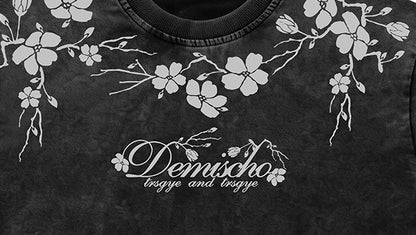 Washed Plum Blossom Print Oversize Short Sleeve T-Shirt WN26899