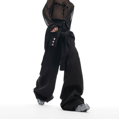 Sleeve Design Wide Leg Trousers WN9871