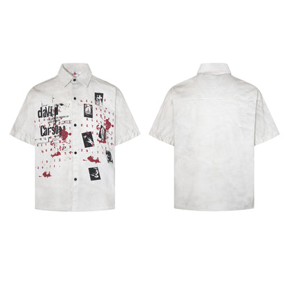 Washed Graphic Print Short Sleeve Shirt WN25838