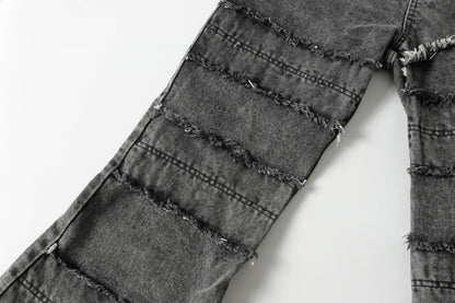 Raw Hem Wash Flare Denim Jeans WN16192