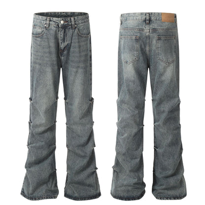 Washed Pleats Straight Denim Jeans WN25924