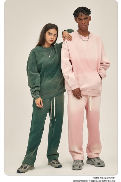 Fleece Lining Spray-dye Damage Oversize Sweatshirt WN9967