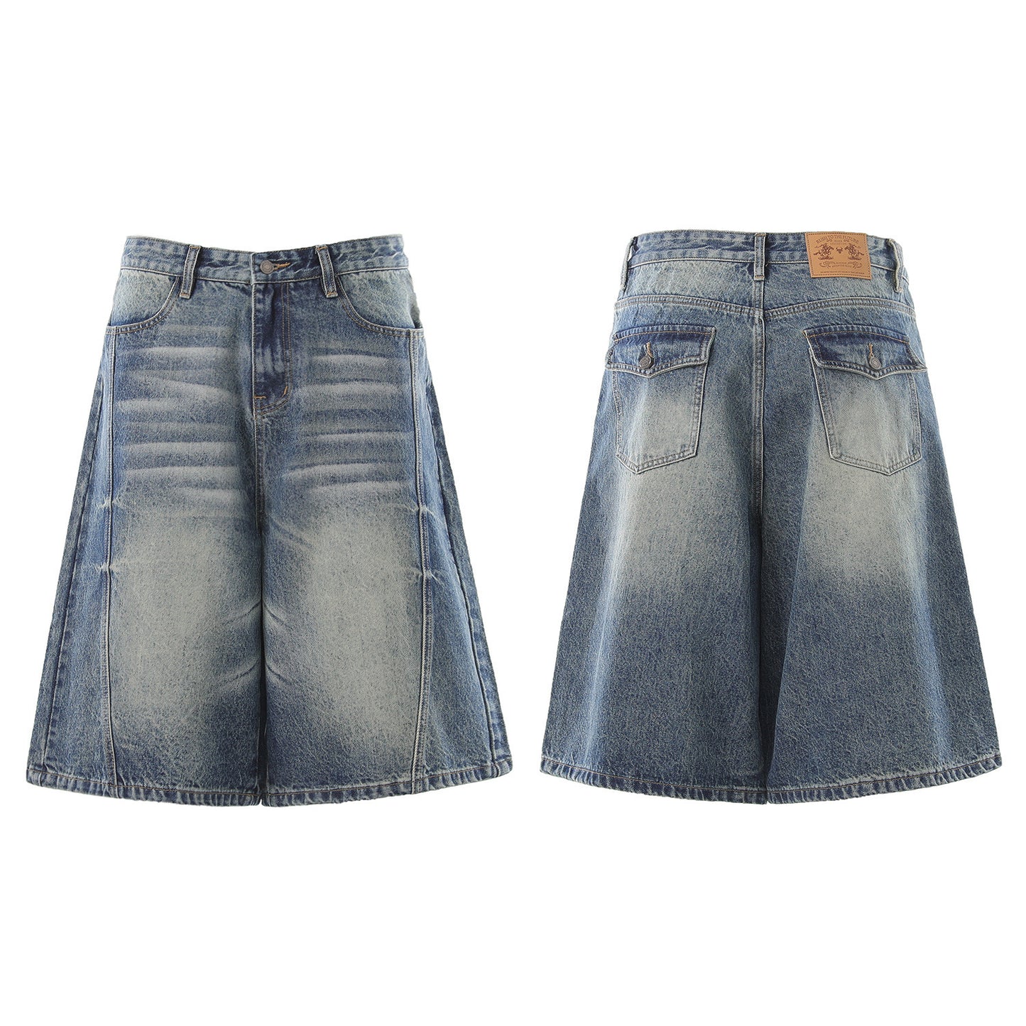Denim Wash Wide Leg Half Pants WN25644