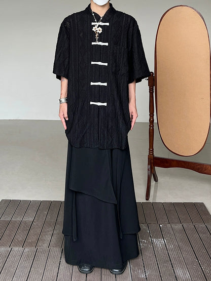 Jacquard Hollow-Out Short Sleeve Shirt WN19969