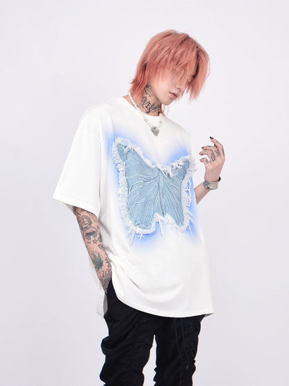 Butterfly Patch Oversize Short Sleeve T-Shirt WN5591
