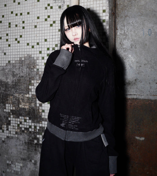 Embroidery Stripe Colorblock Zipper Hoodie WN22190