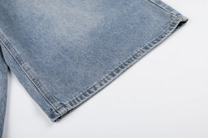 Fringe Studs Denim Half Jeans WN25518