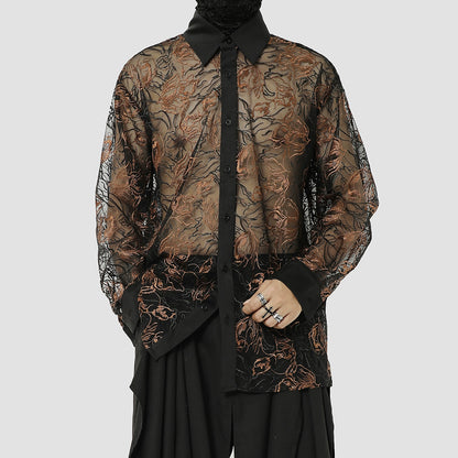 Lace Embroidery Long Sleeve Shirt WN20496