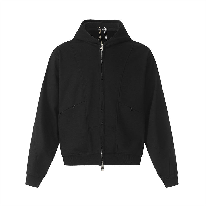 Deconstructed Double Zipper Short Length Oversize Hoodie WN24235