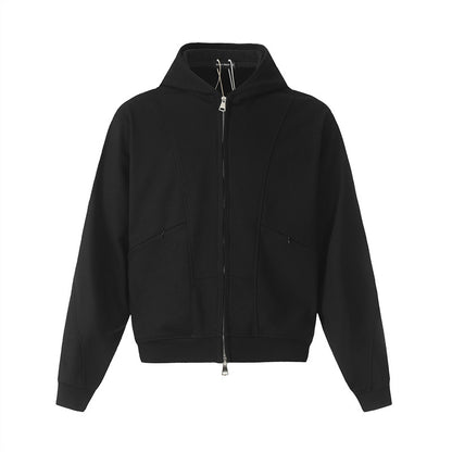 Deconstructed Double Zipper Short Length Oversize Hoodie WN24235