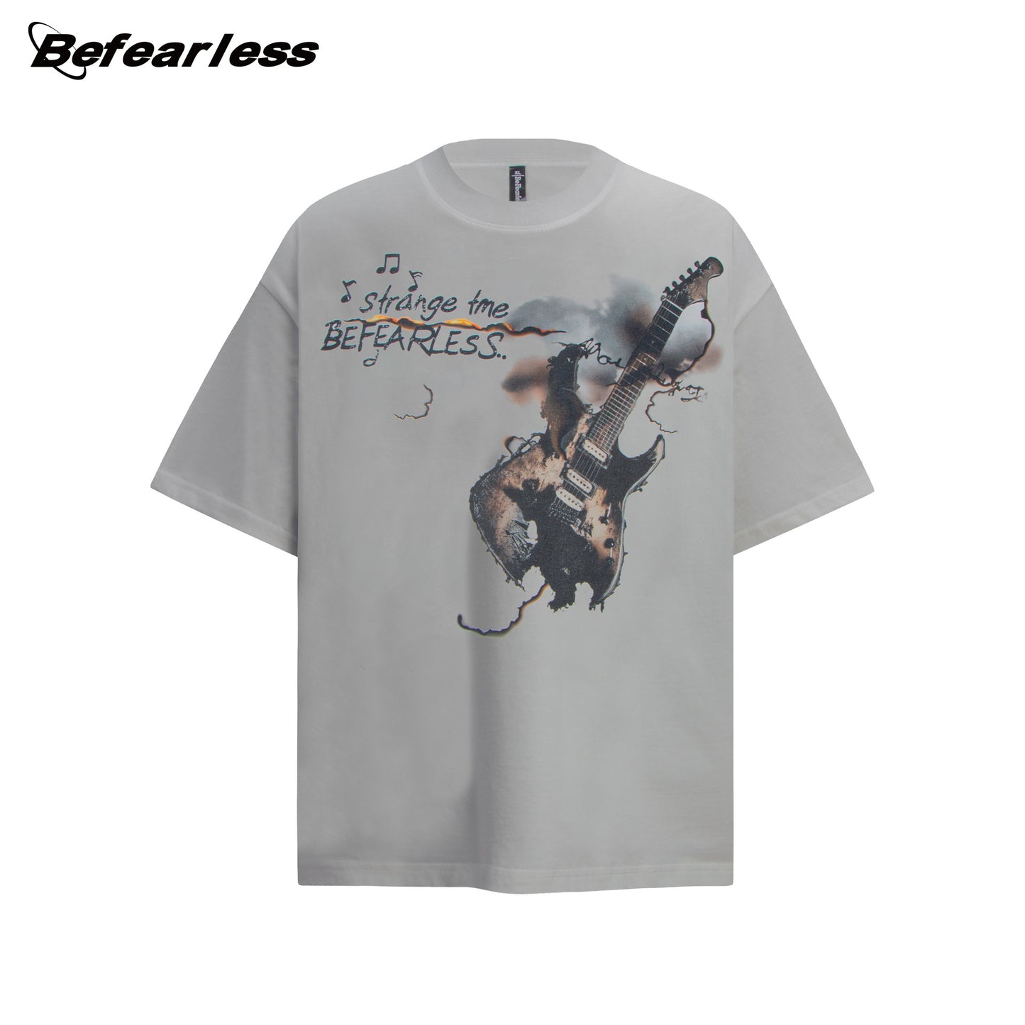 Rock Guitar Print Oversize Short Sleeve T-Shirt WN26329