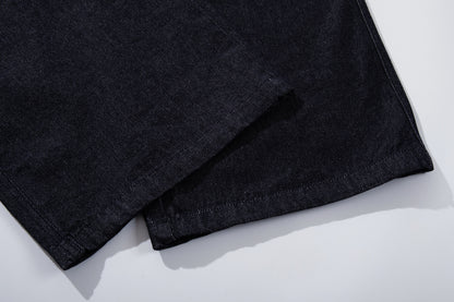 Washed Raw Denim Metal Buckle Jacket & Wide Leg Denim Jeans Setup WN23048