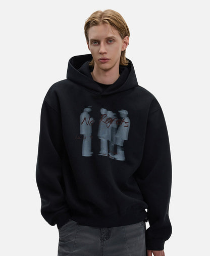 Washed Portrait Print Oversize Hoodie WN21427