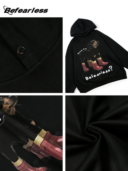 Dog Print Oversize Pullover Hoodie WN26366
