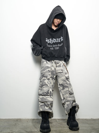 Letter Print Oversize Cropped Hoodie WN22965