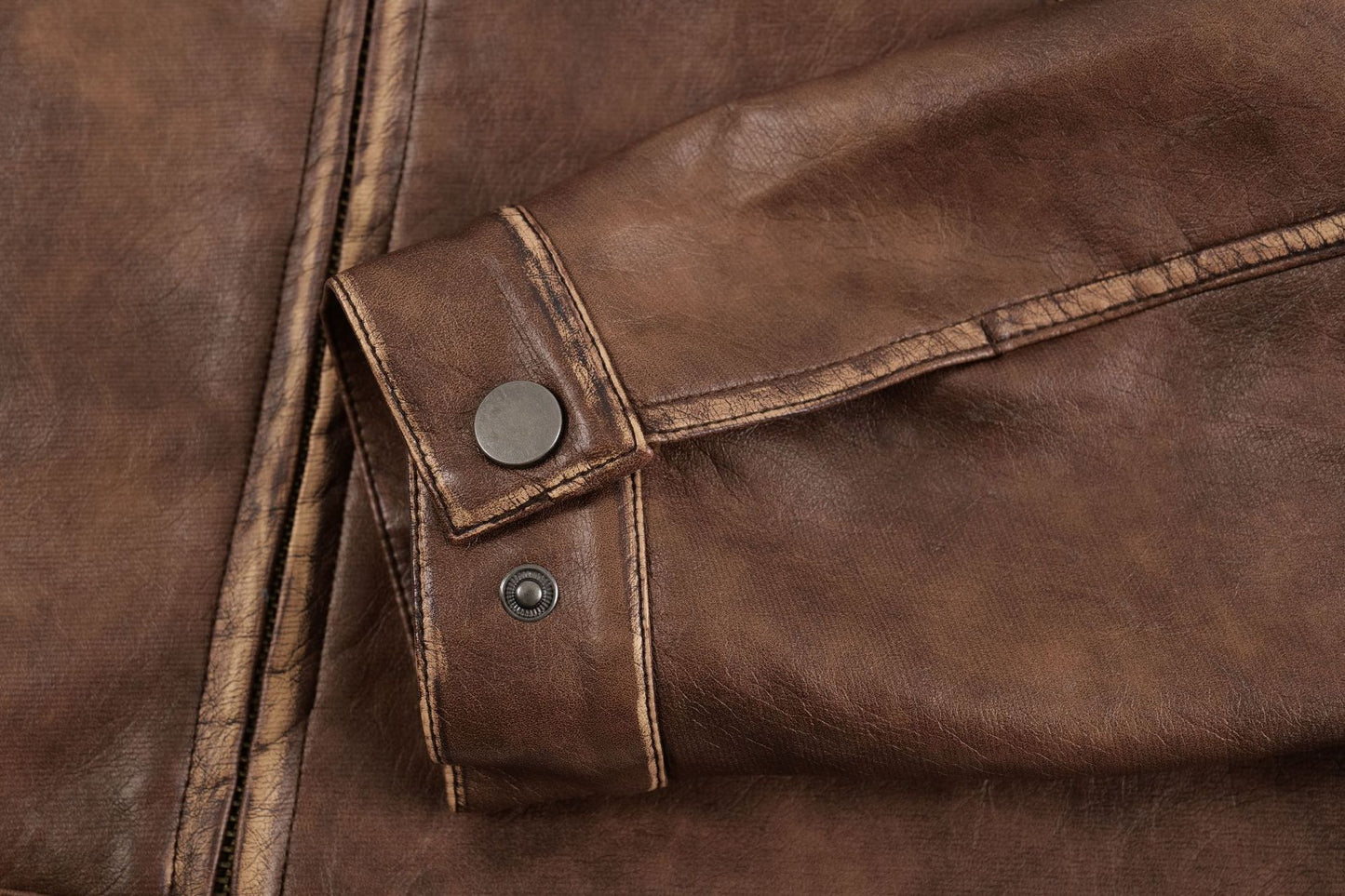 Washed Short PU Leather Zipper Jacket WN11267