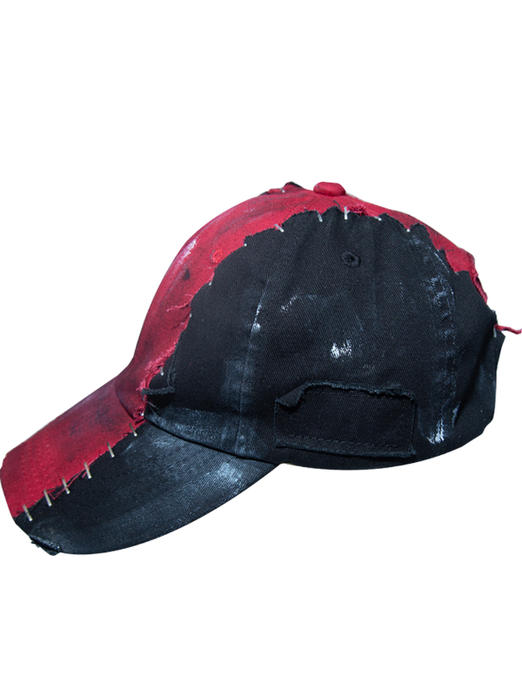 Patchwork Damage Tie-Dye Curved-Brim Cap WN21126