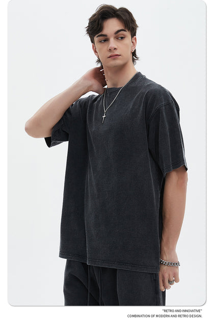 Oversize Washed Short-sleeve-T-shirt & Washed Short Sweatpants Setup WN6633-K