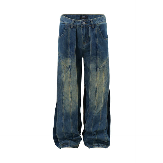 Washed Paneled Denim Jeans WN12772