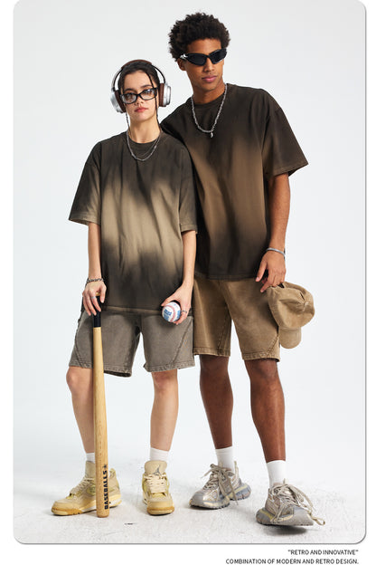 Spray Dye Washed Damage Short Sleeve T-Shirt WN16276