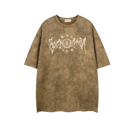 Washed Letter Print Short Sleeve T-Shirt WN25779