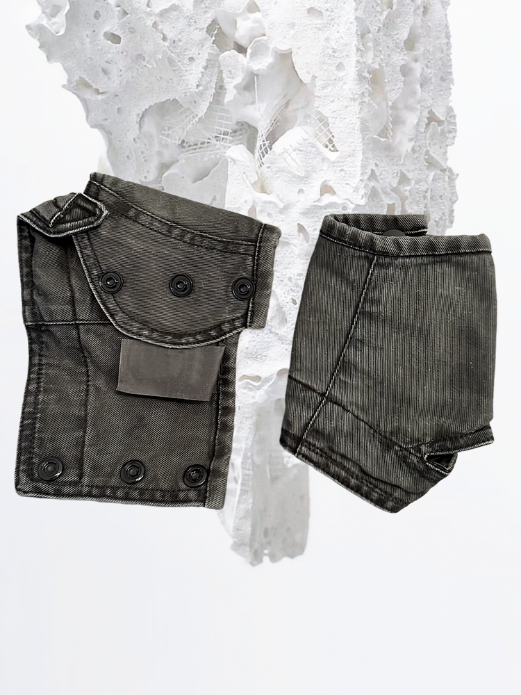 Deconstructed Washed Fingerless Gloves WN21973