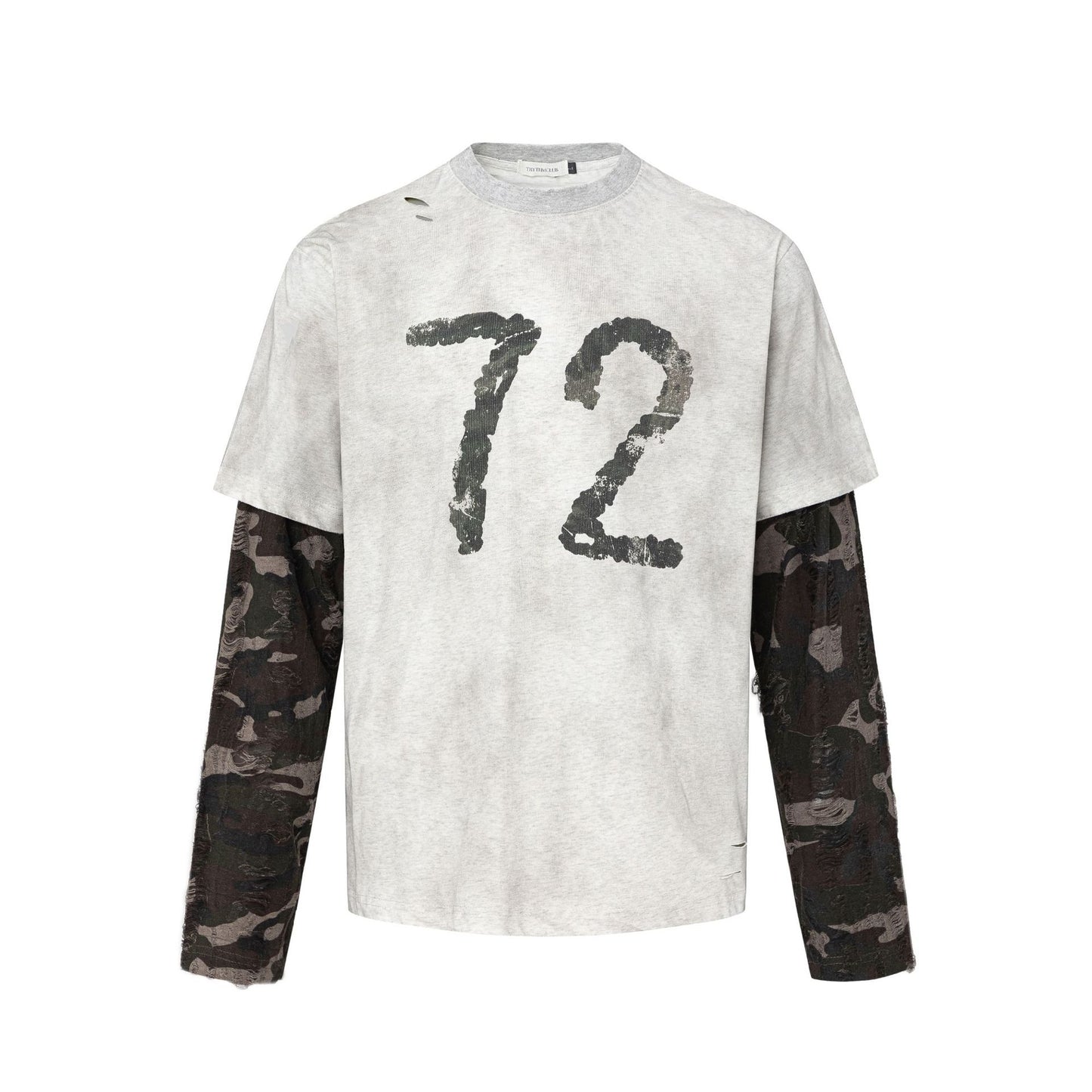 Fake Layered Letter Print Oversize Long Sleeve T-Shirt WN26075