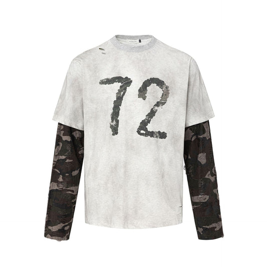 Fake Layered Letter Print Oversize Long Sleeve T-Shirt WN26075