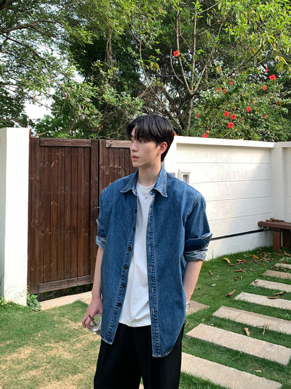 Oversize Denim Long Sleeve Shirt WN24934