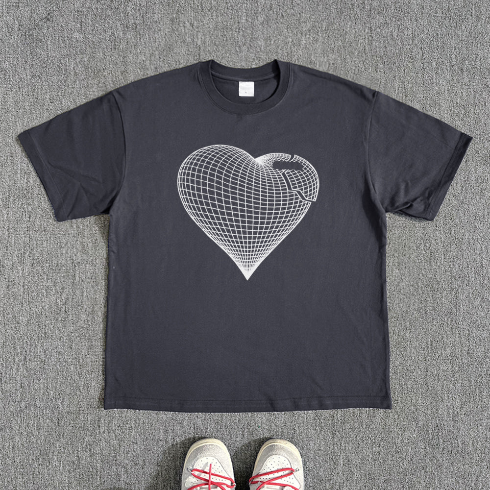 Heart Line Art Design Short Sleeve T-Shirt WN15825