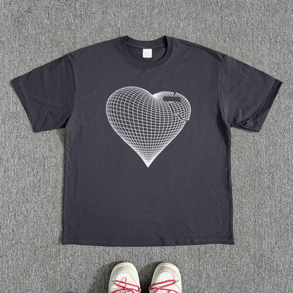 Heart Line Art Design Short Sleeve T-Shirt WN15825