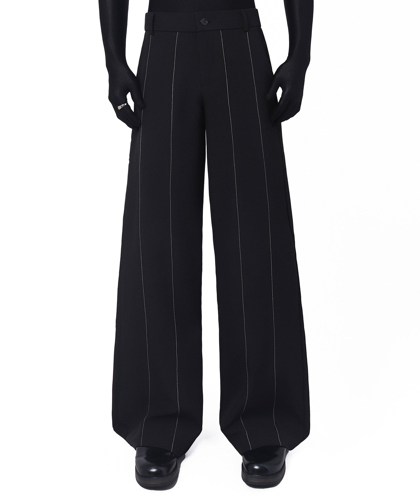 Exposed Seam Stand Neck Jacket & Wide Leg Pants Setup WN23670