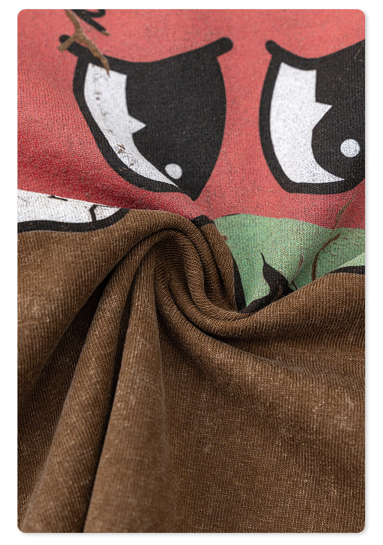 Washed Pure Cotton Print Long Sleeve T-Shirt WN7895