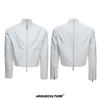 Heavyweight Waxed Rivet Double Zipper Jacket WN23549