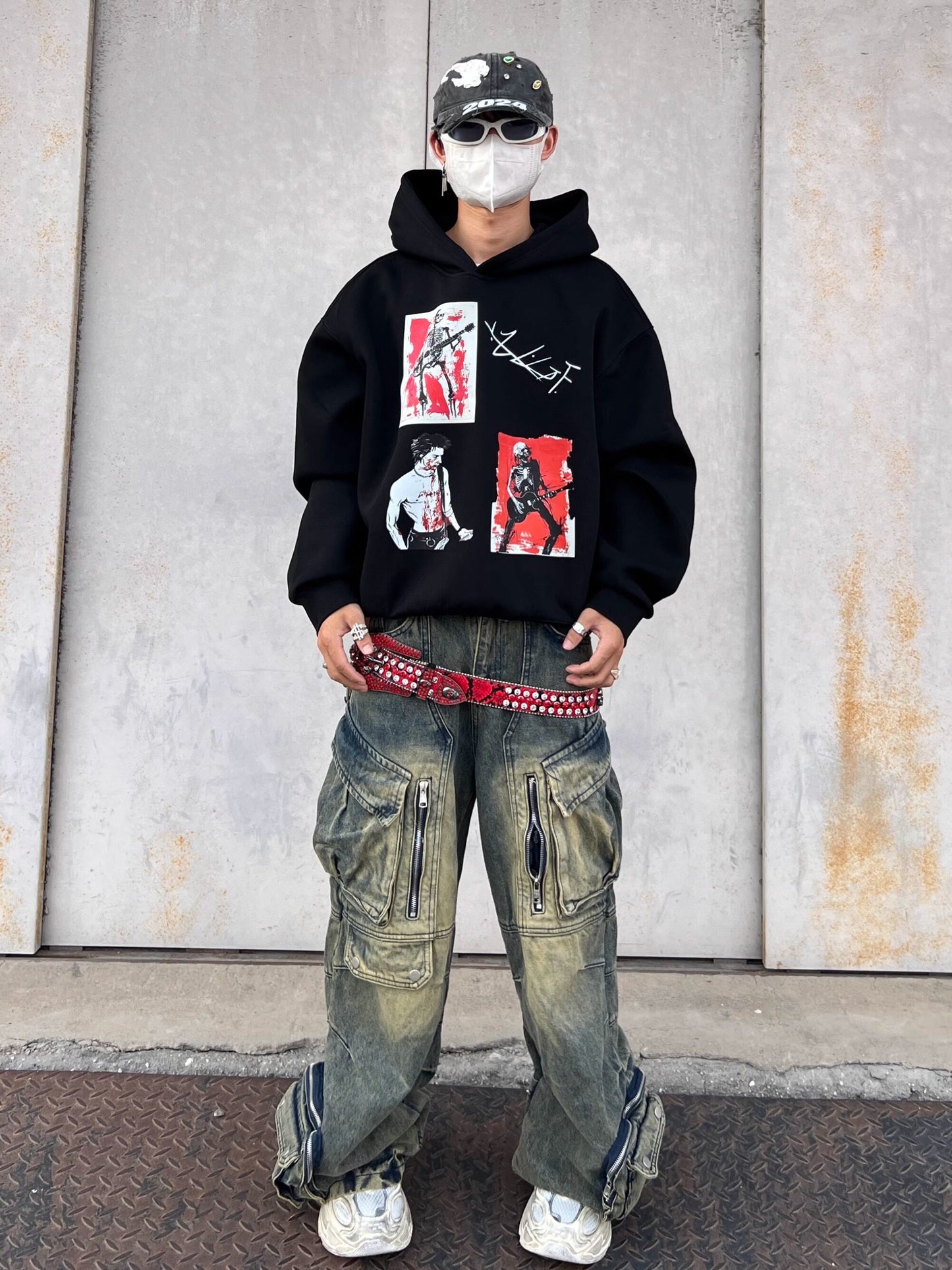Short Length Oversize Pullover Print Hoodie WN24103