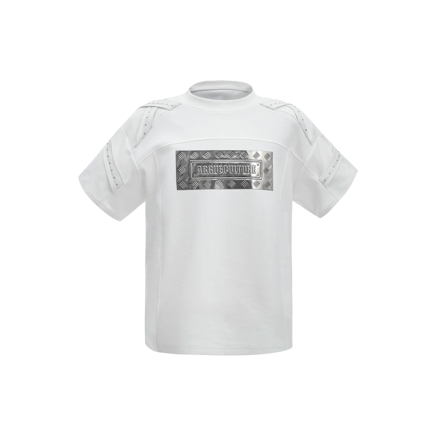 Shoulder Pads Short Sleeve Metal Logo T-shirt WN7477