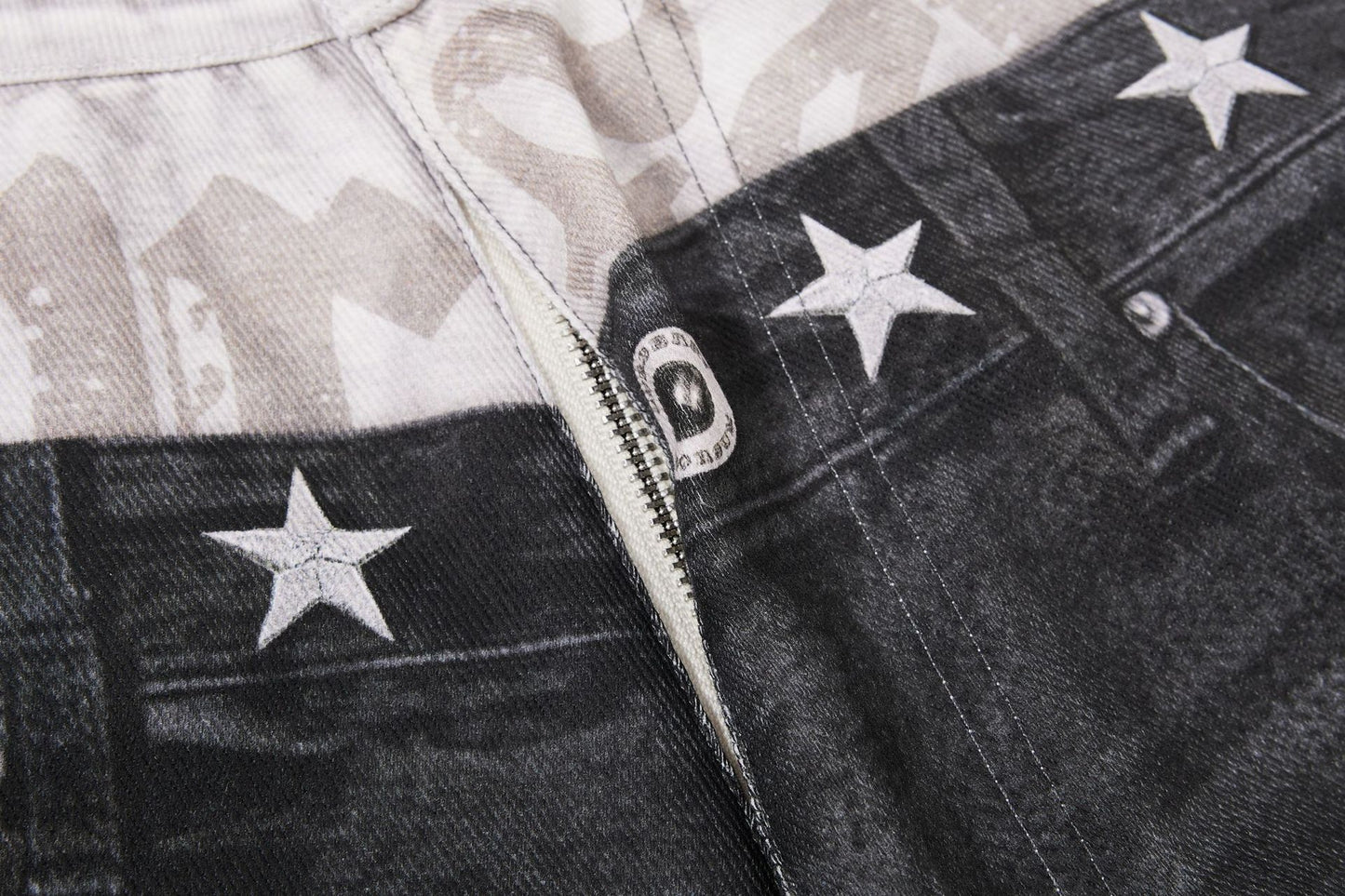 Star Damage Washed Wide Leg Denim Jeans WN25519